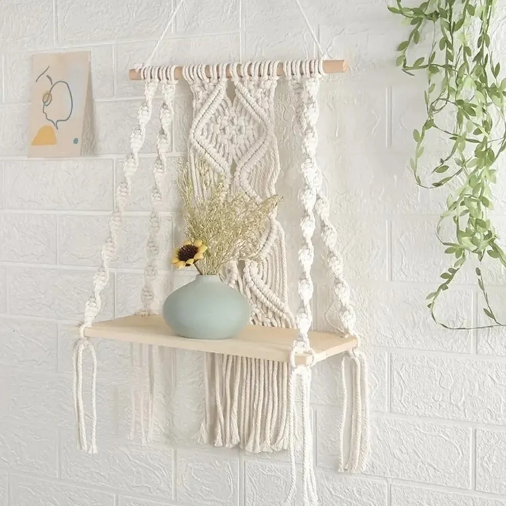 NWT Detailed Handmade Bohemian Macramé Shelf for Wall Hanging!